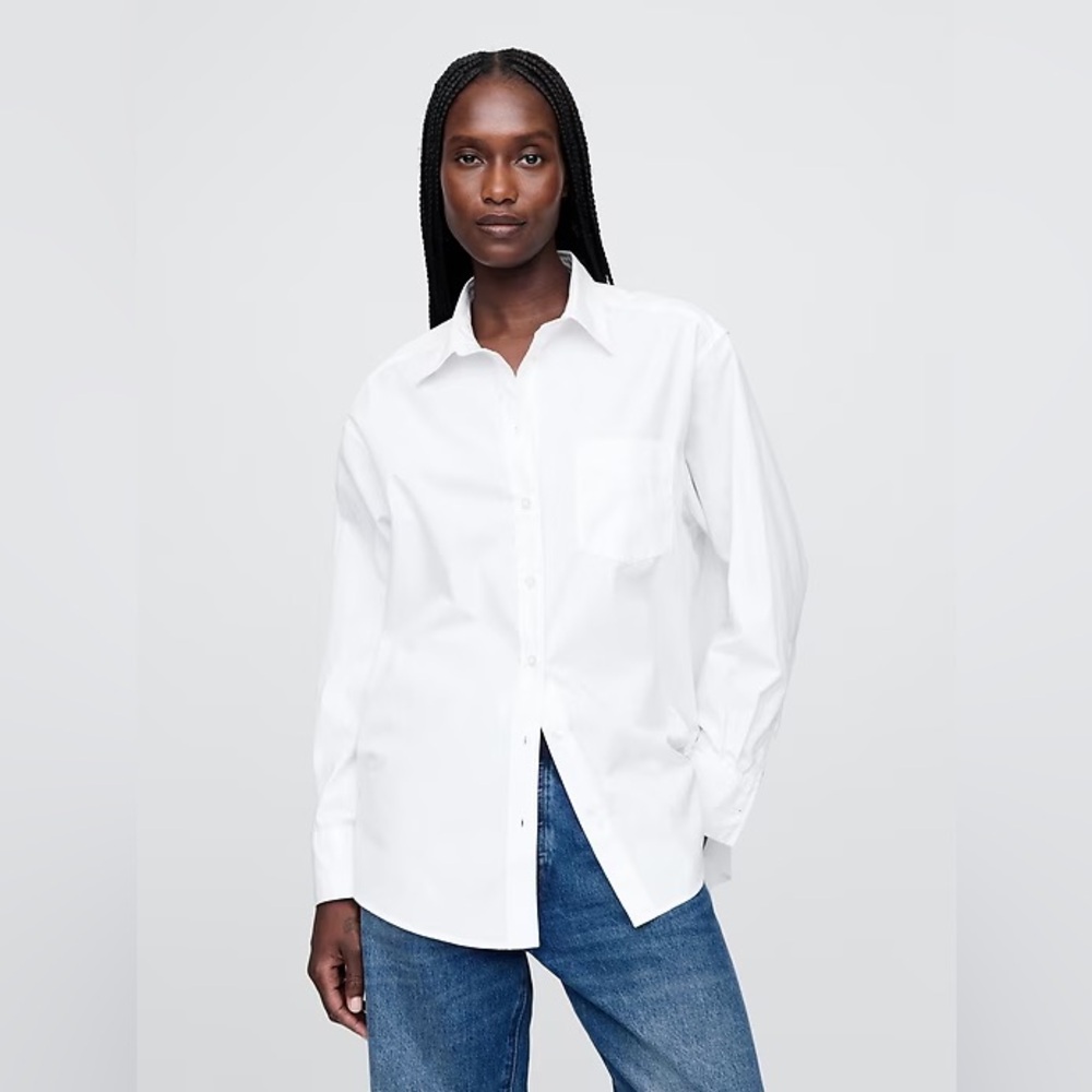 Gap Organic Cotton Poplin Big Shirt - White - Size L